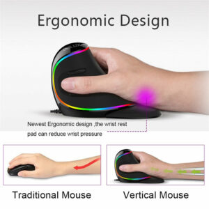 Ergonomic RGB Vertical Wired Mouse – USB Optical Design with Adjustable DPI - Image 4