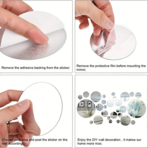 26 PCs 3D Acrylic Mirror Wall Stickers, Round Mirror, DIY Bedroom, - Image 6
