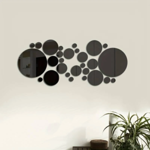 26 PCs 3D Acrylic Mirror Wall Stickers, Round Mirror, DIY Bedroom, - Image 3