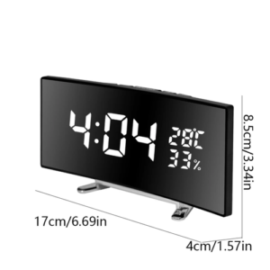1pc LED curved screen mirror alarm clock, clear large screen clock, - Image 5