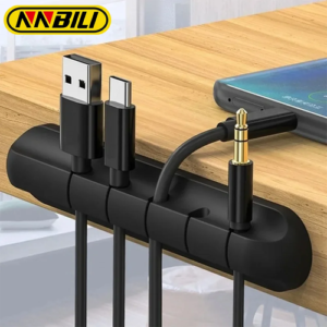 NNBILI Silicone USB Cable Organizer Cable Winder Desktop Tidy - Image 1