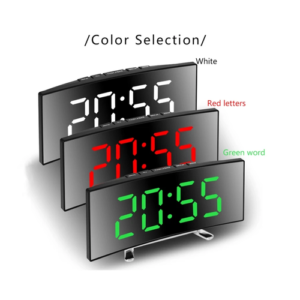 1pc LED curved screen mirror alarm clock, clear large screen clock, - Image 6