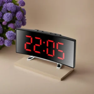 1pc LED curved screen mirror alarm clock, clear large screen clock, - Image 3