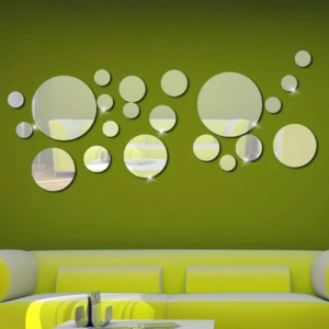 26 PCs 3D Acrylic Mirror Wall Stickers, Round Mirror, DIY Bedroom, - Image 4