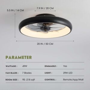 Ceiling Fans with Lights, Flush Mount Ceiling Fan with Alexa/Google - Image 7