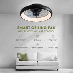 Ceiling Fans with Lights, Flush Mount Ceiling Fan with Alexa/Google - Image 3